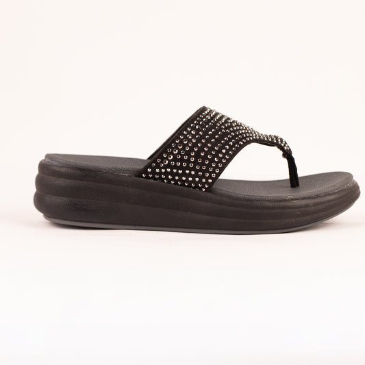 Tanvi V-strap comfort flats in black
