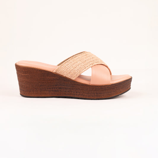 Amaira X-strap wedges in peach