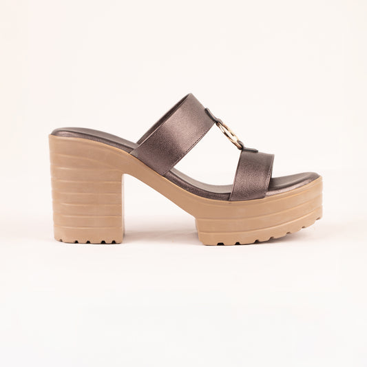 Maisa chunky block heels in gun metal