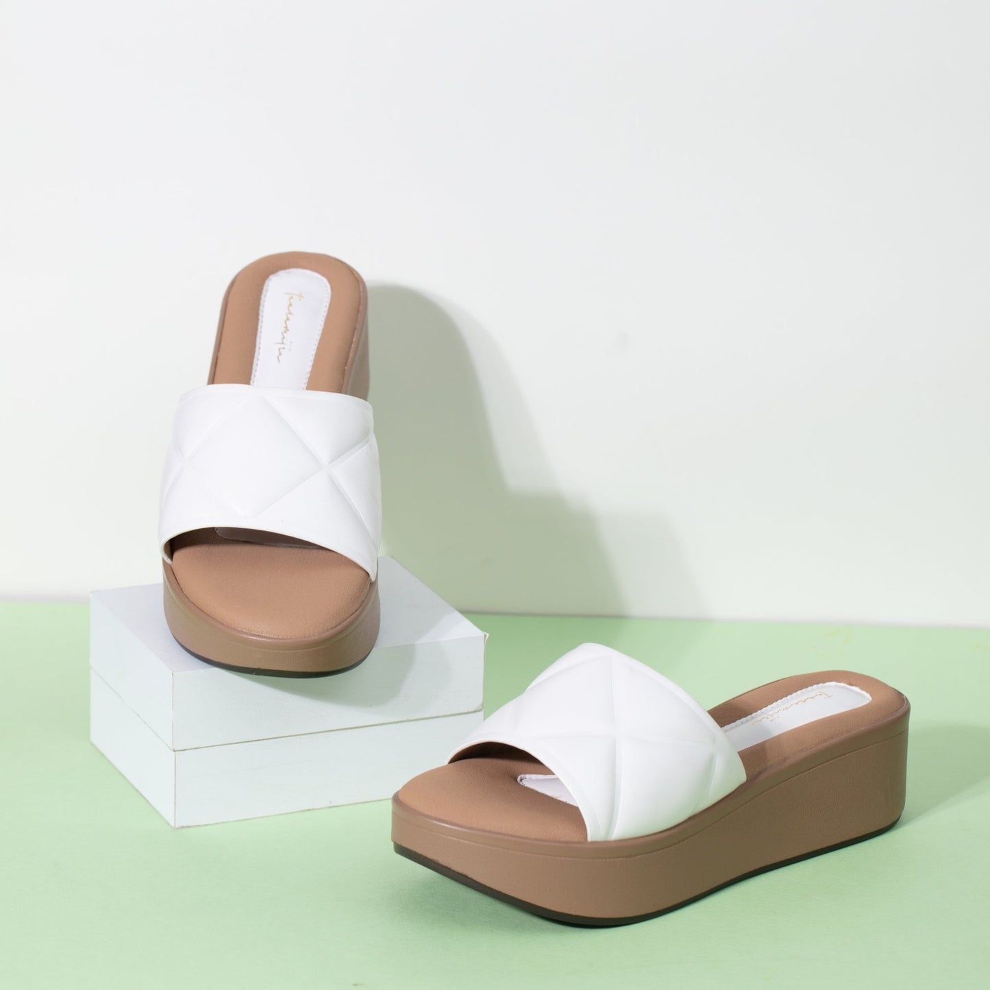Mista flatform in white heel sandals