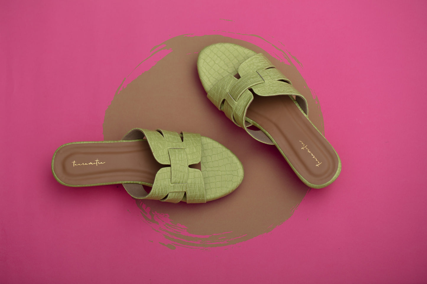 Della flatform in green heel sandals