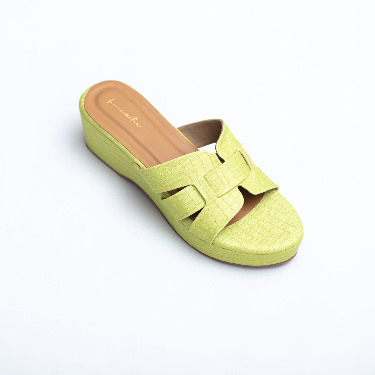 Della flatform in green heel sandals