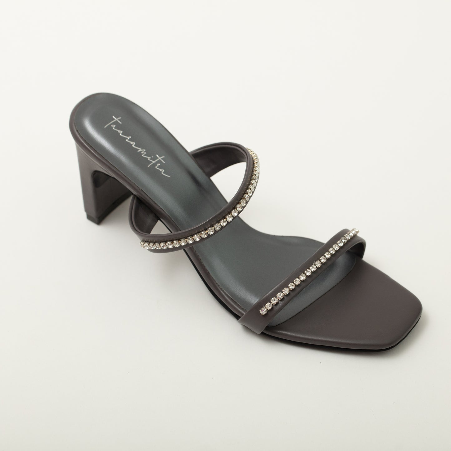 Daisy studded grey heels