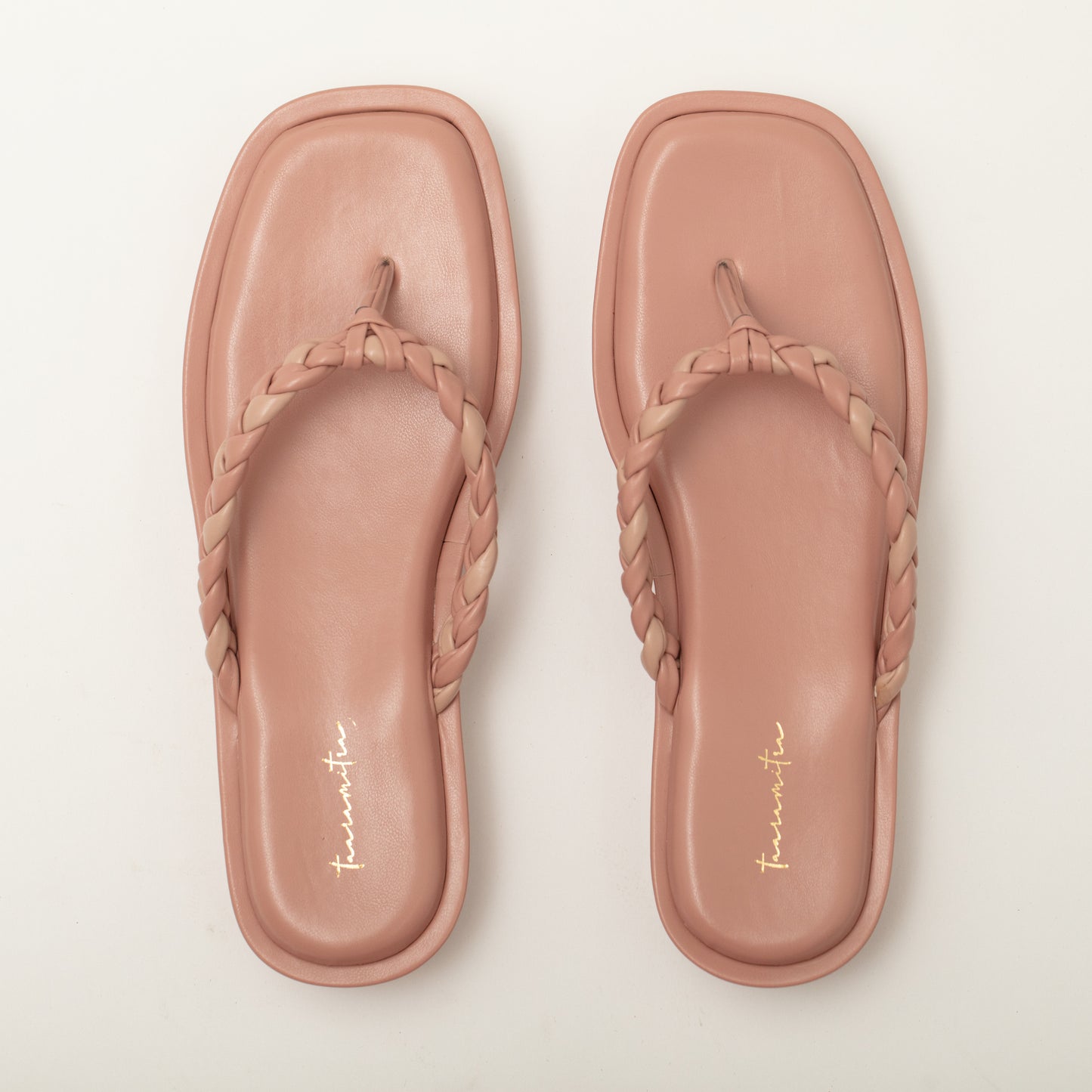 Verve braided peach flatforms