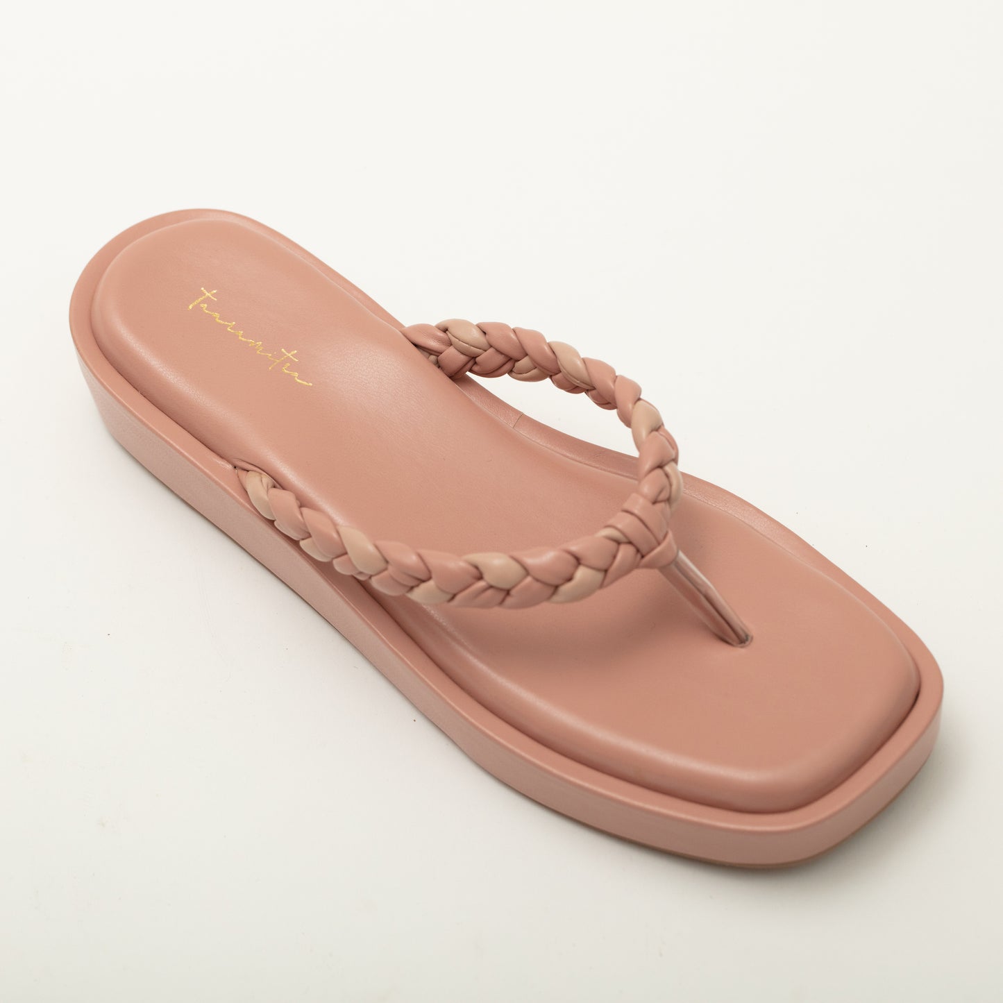 Verve braided peach flatforms