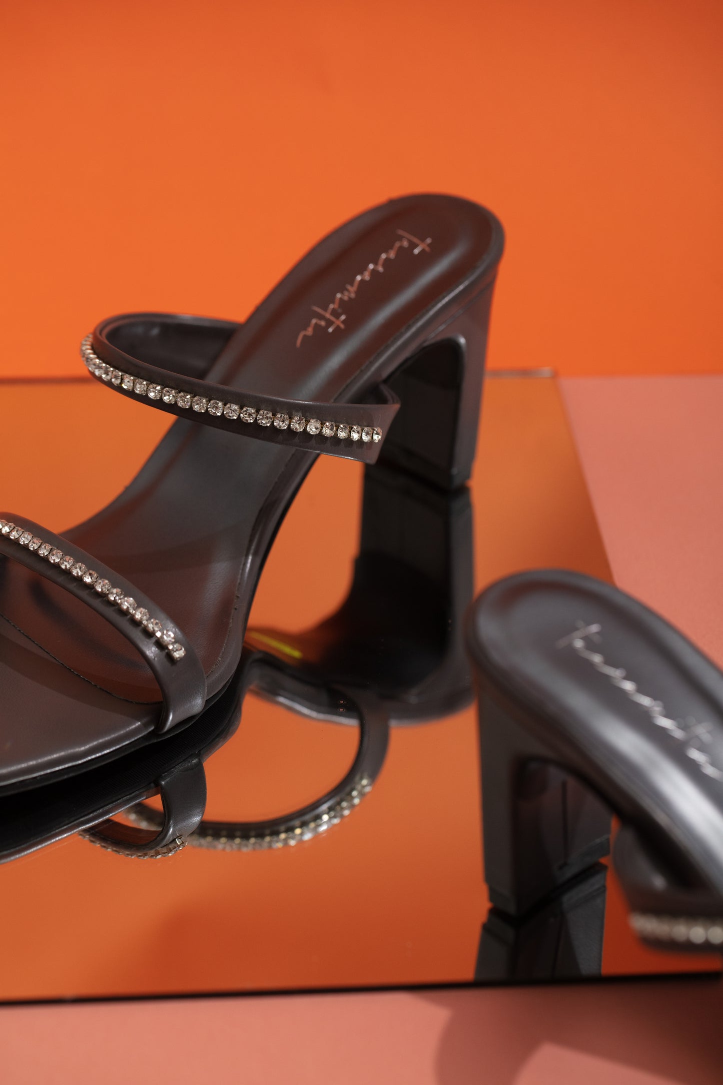 Daisy studded grey heels