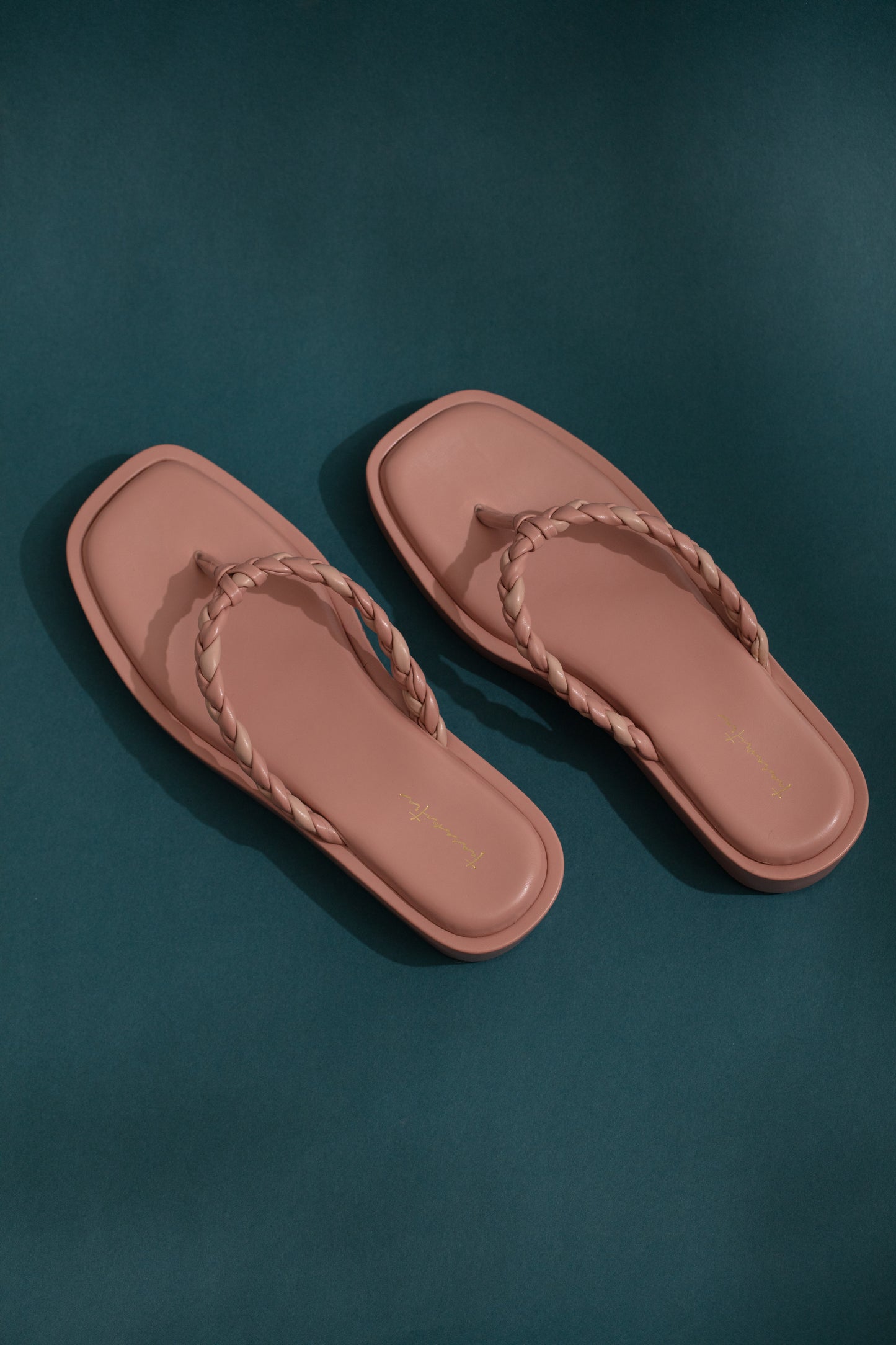 Verve braided peach flatforms