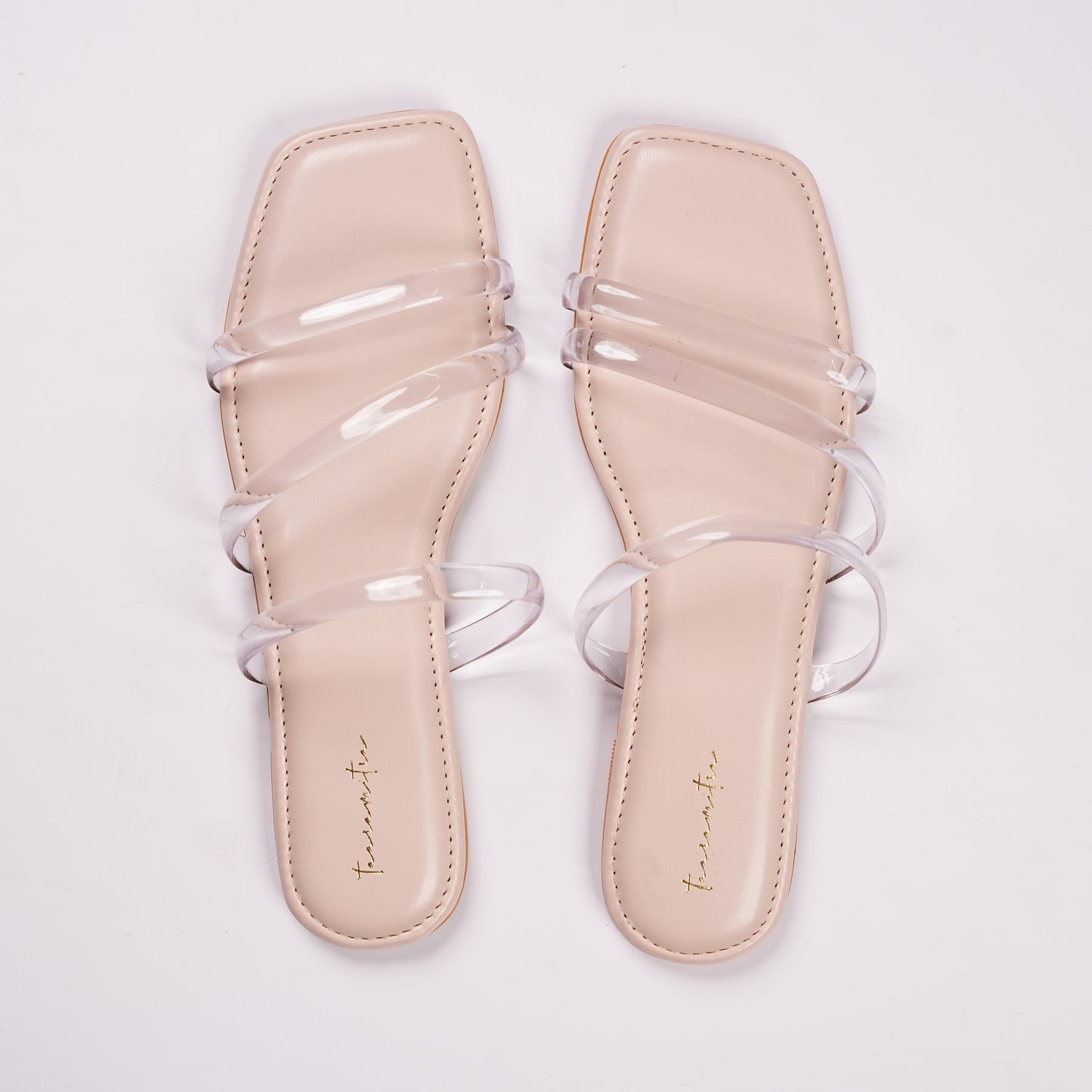 Renee transparent flats in peach