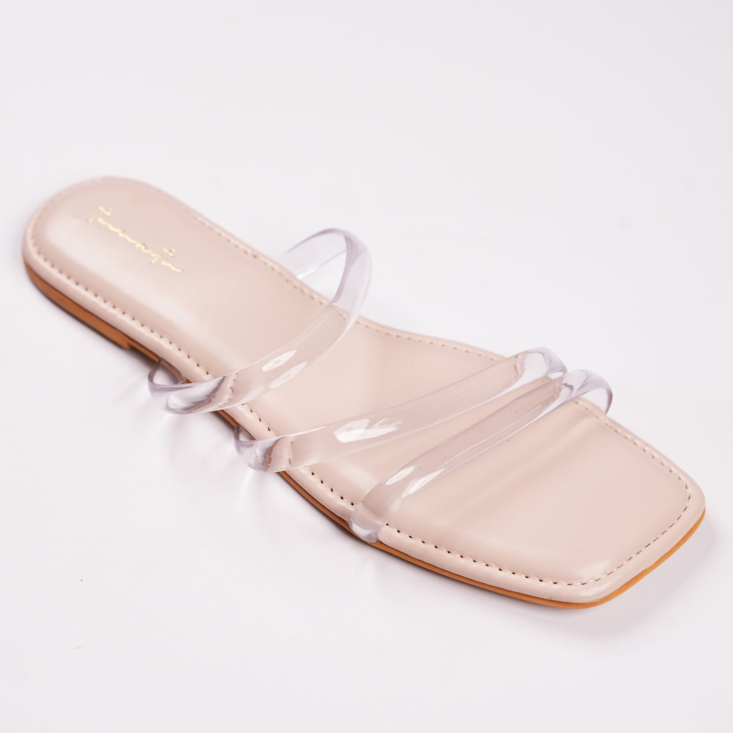 Renee transparent flats in peach