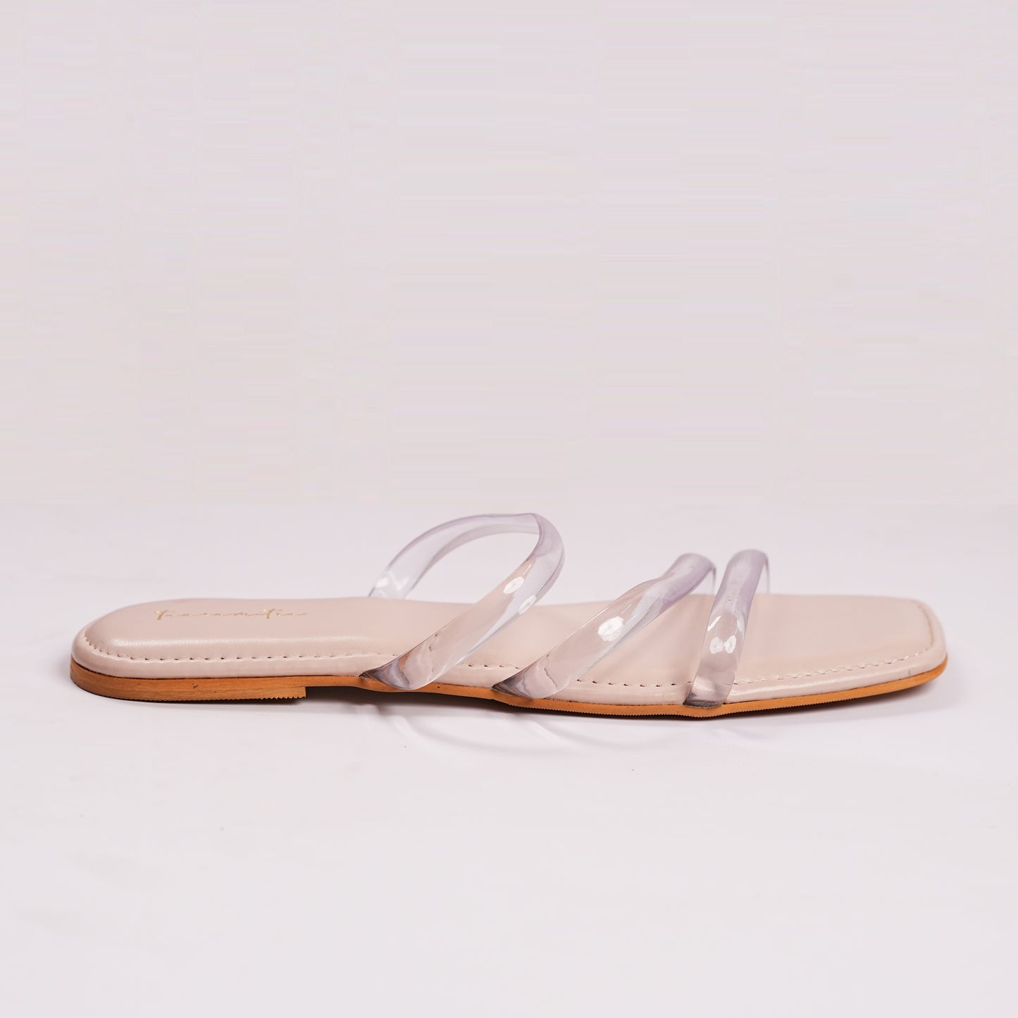 Renee transparent flats in peach