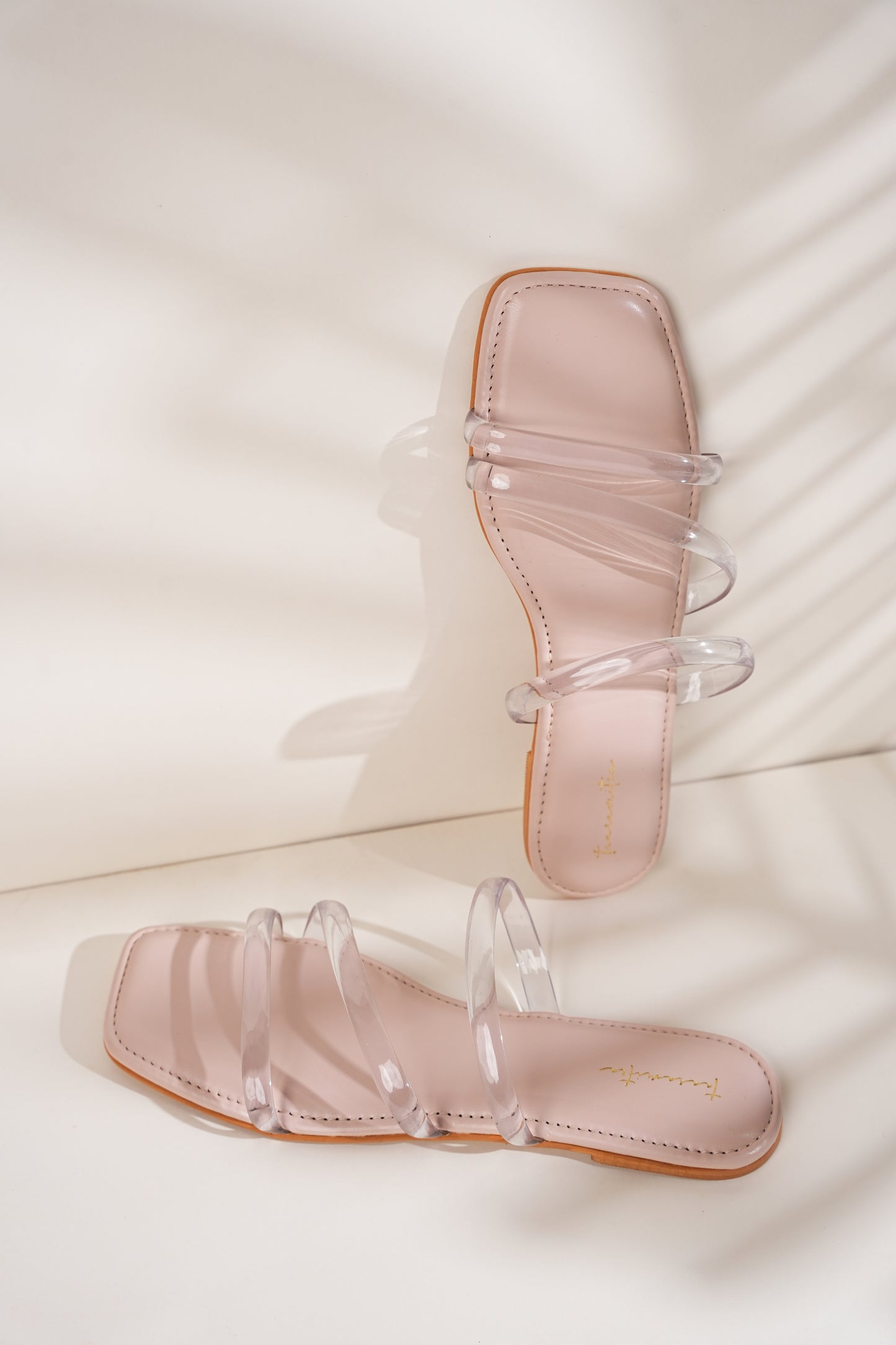 Renee transparent flats in peach