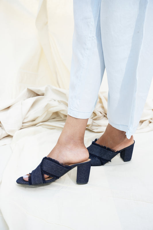 Alia denim blocks in Navy blue