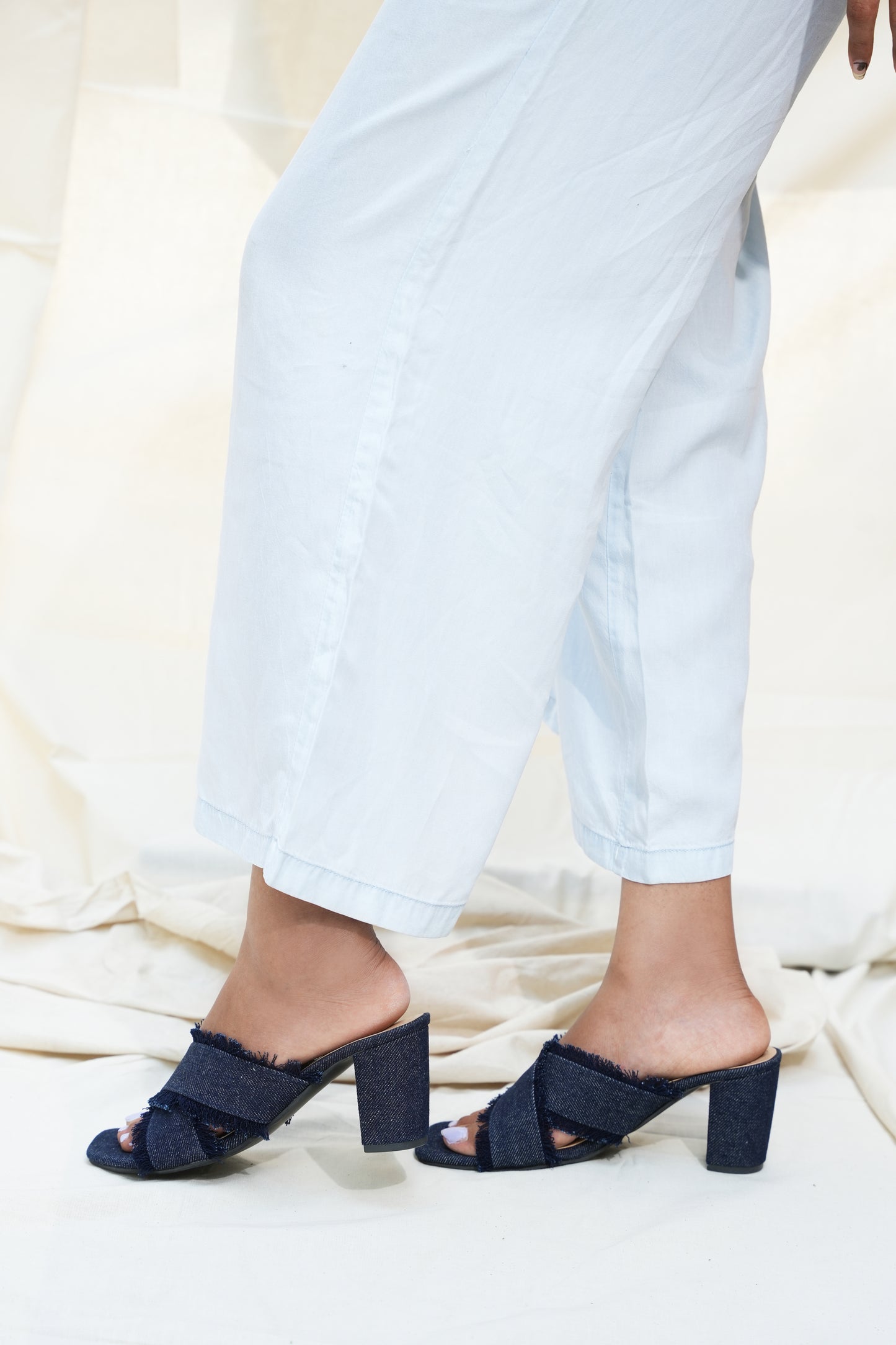 Alia denim blocks in Navy blue
