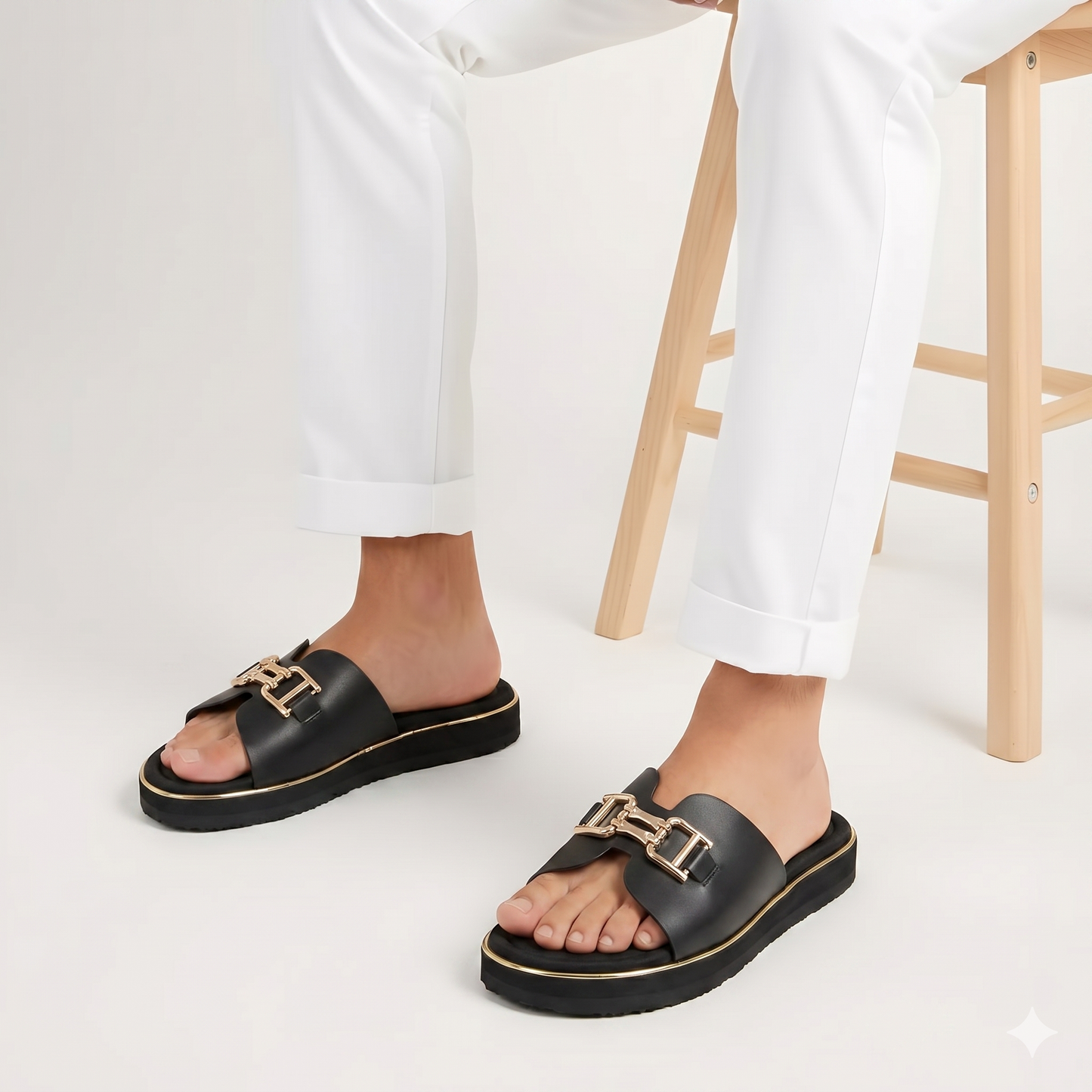 Riva buckled flats in black