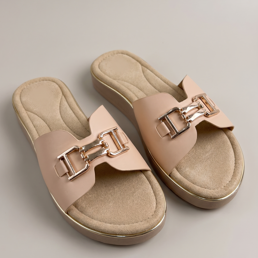 Riva buckled flats in cream
