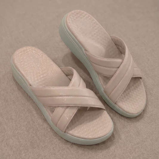 Cello X strap comfort flats in beige