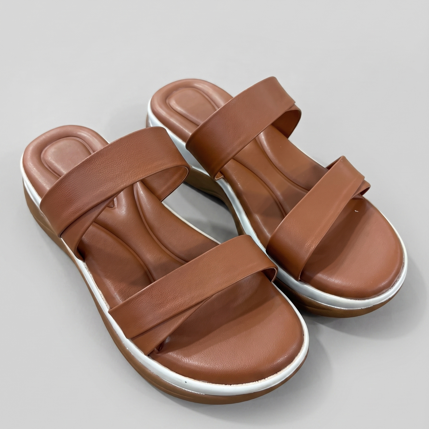 Meera two strap wedges in tan
