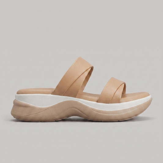 Meera two strap wedges in beige