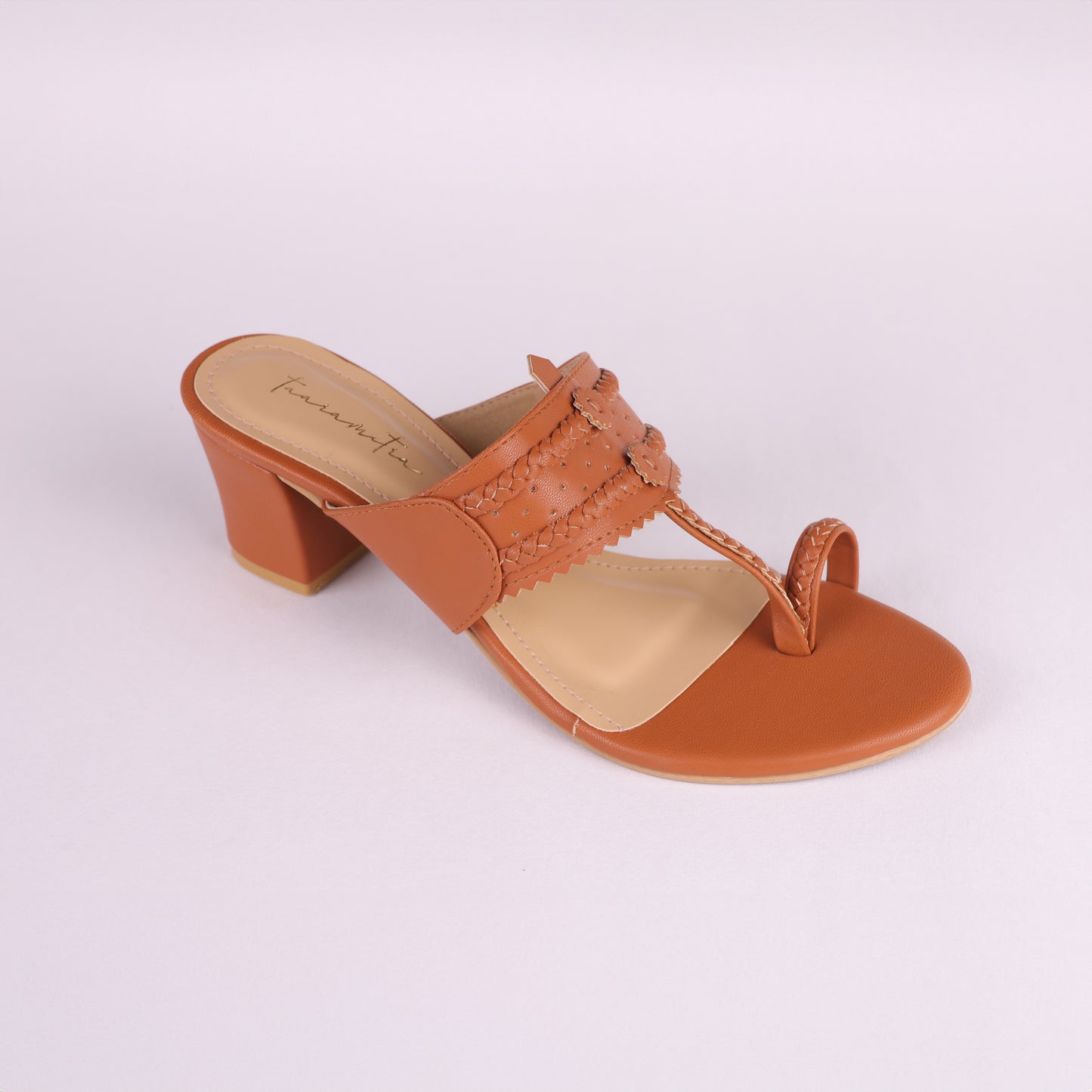 Avni Kohlapuri block heels in Dark tan