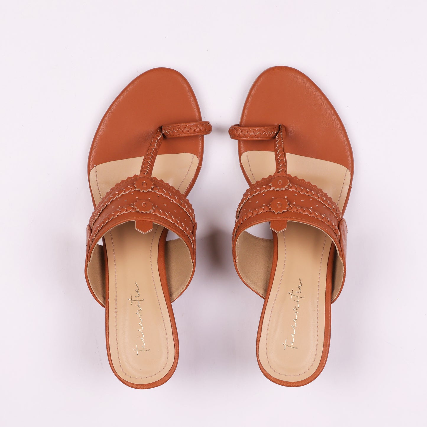 Avni Kohlapuri block heels in Dark tan
