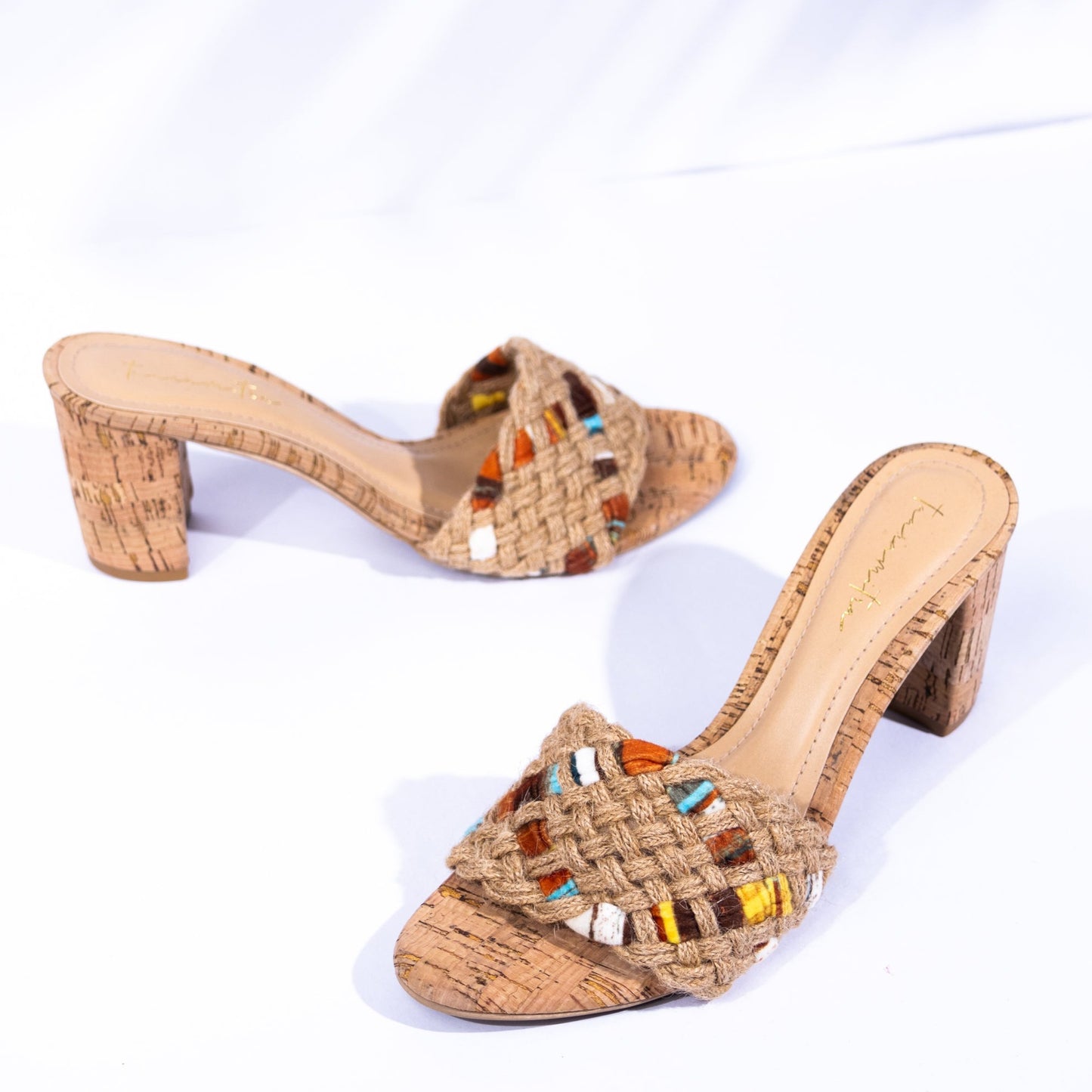 Aurelia weave block heels in beige