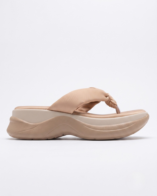 Sasha V-strap wedges in beige