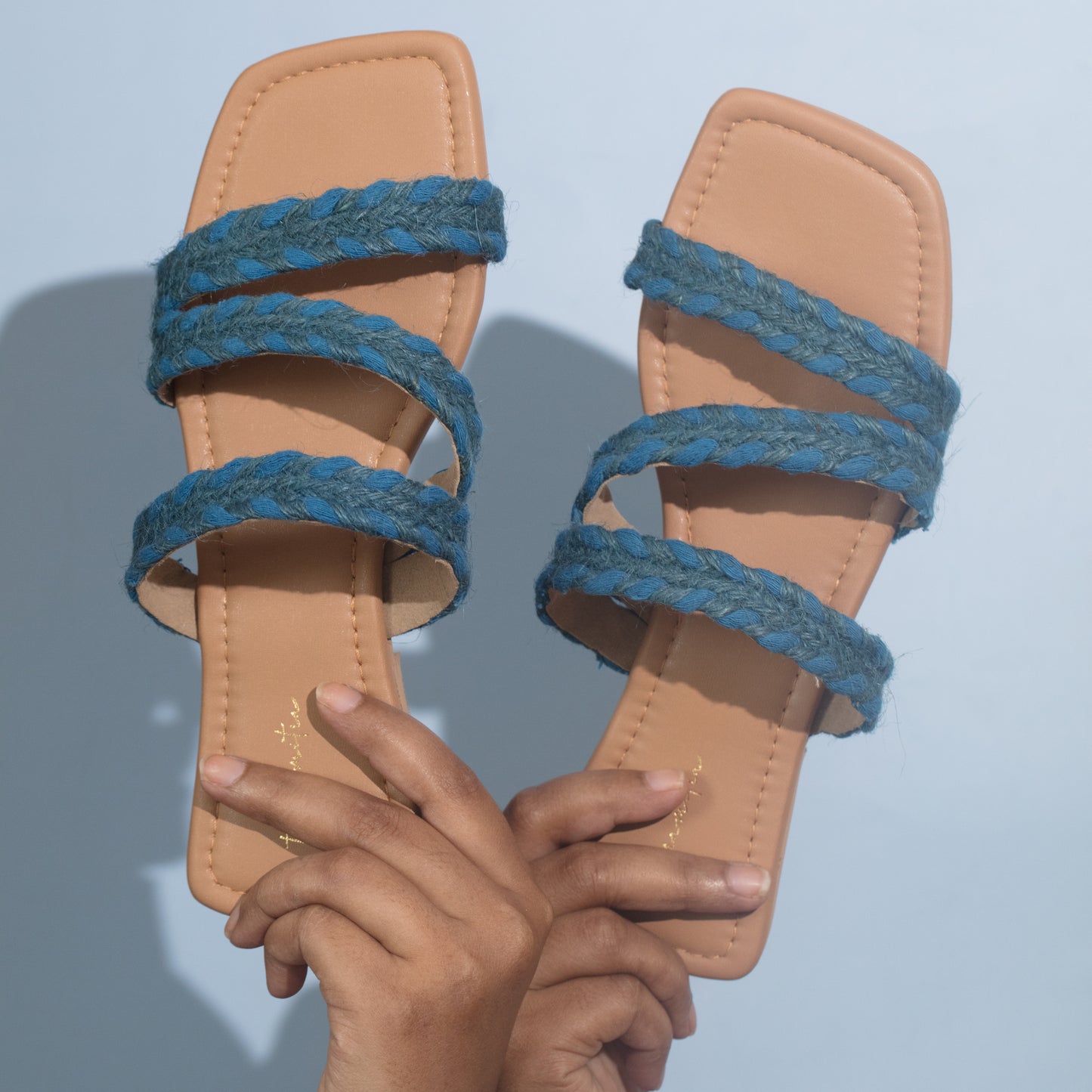 Esme Jute sliders in Blue