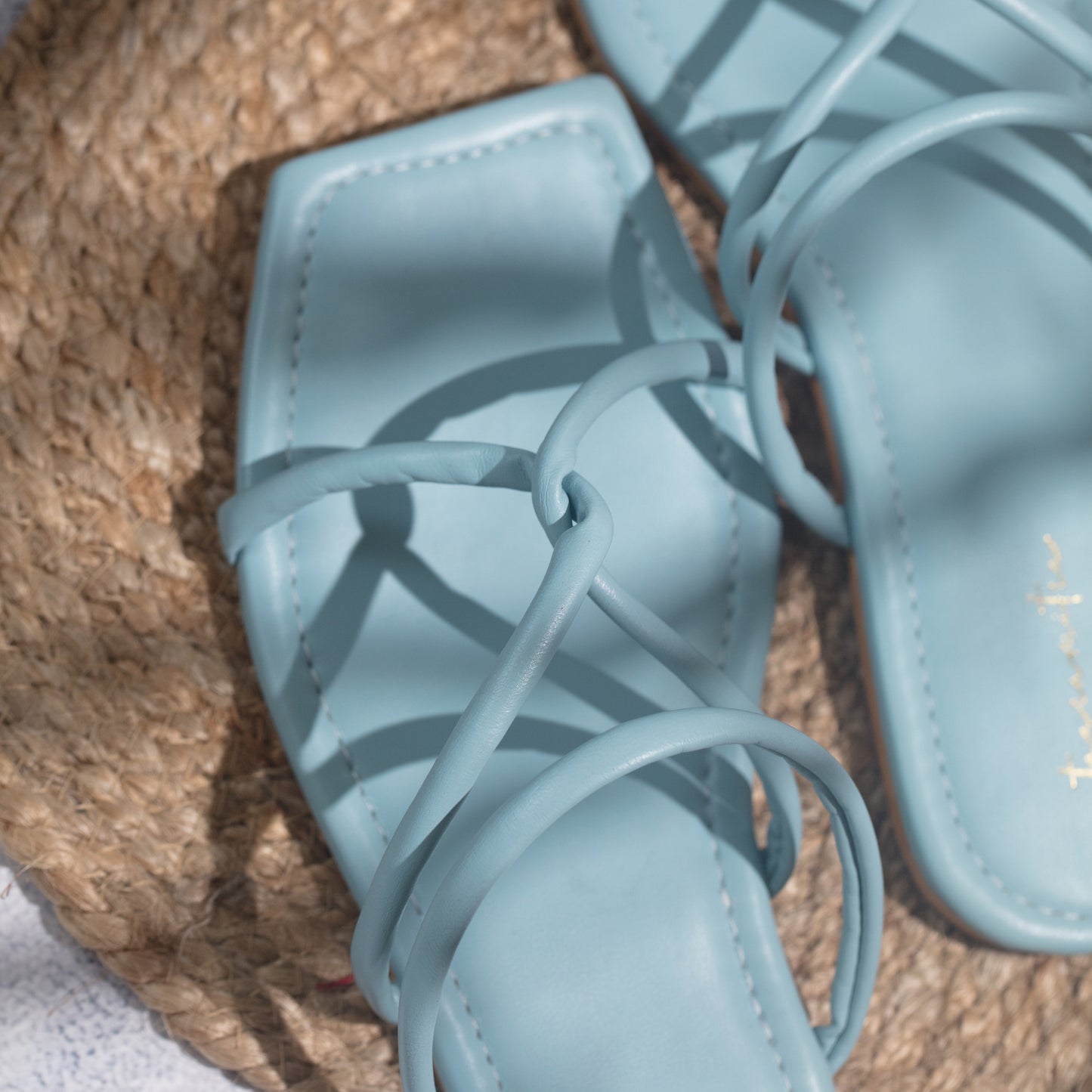 Emily thin strap flats in sky blue