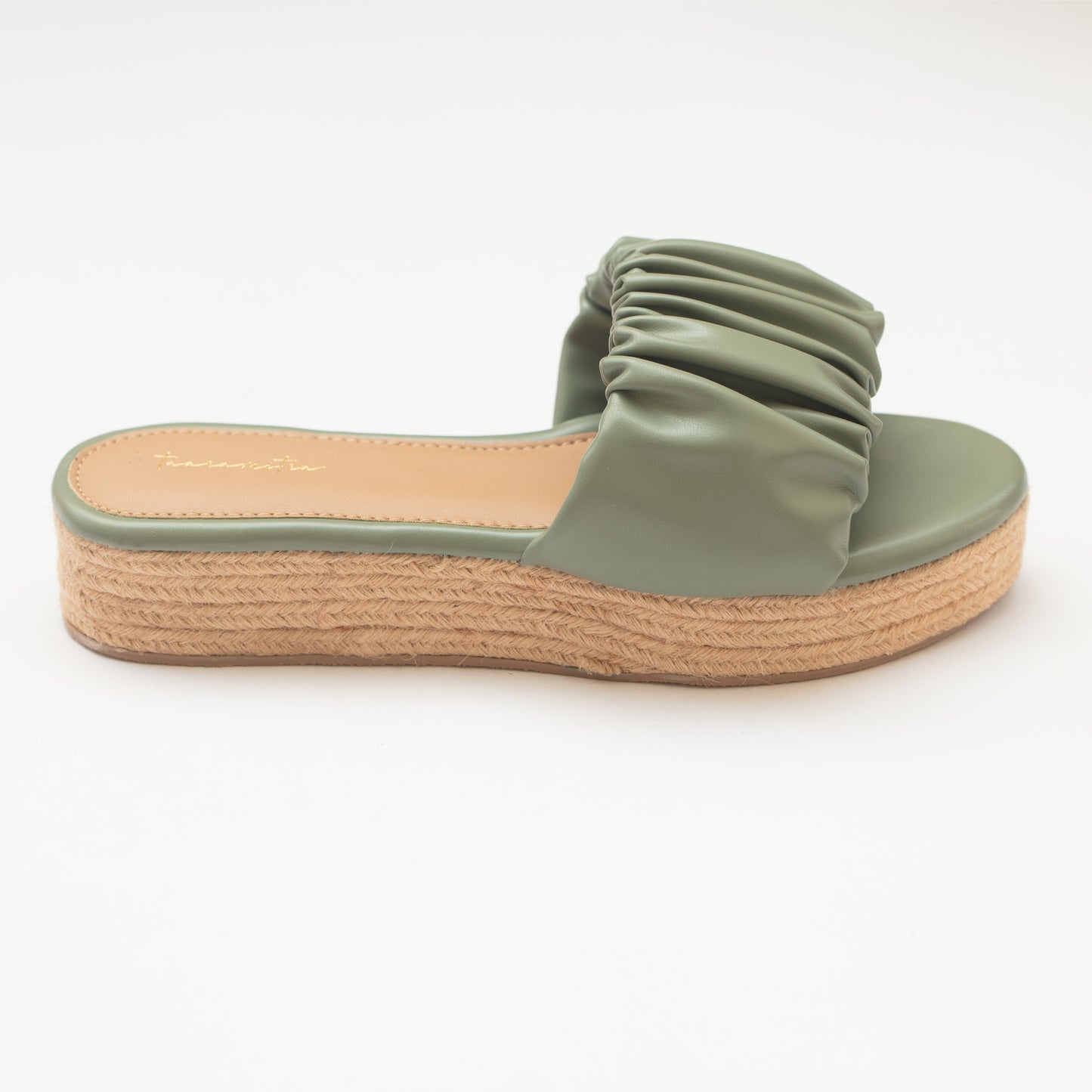 Jute flatform wedges in Olive