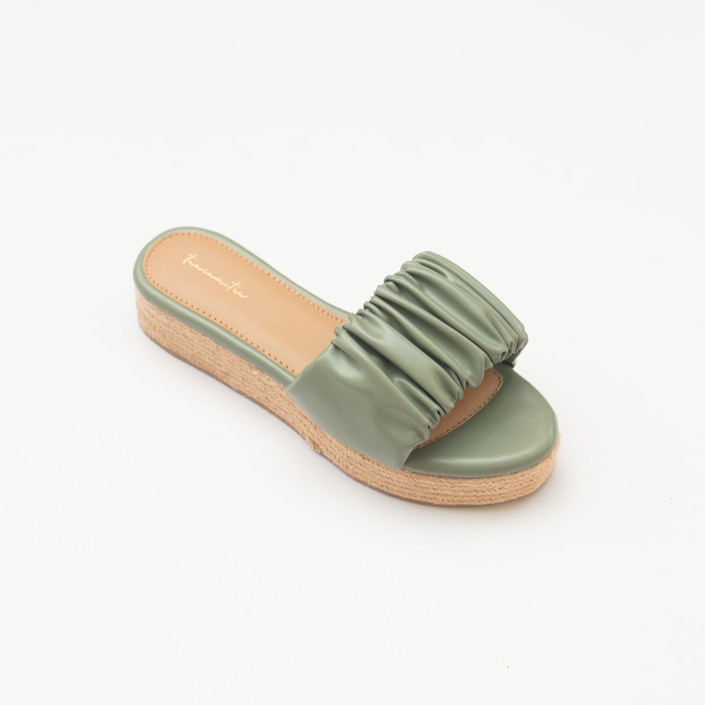 Jute flatform wedges in Olive