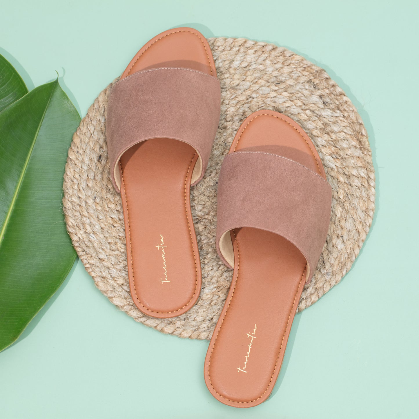 Lucy Suede flats in Peach