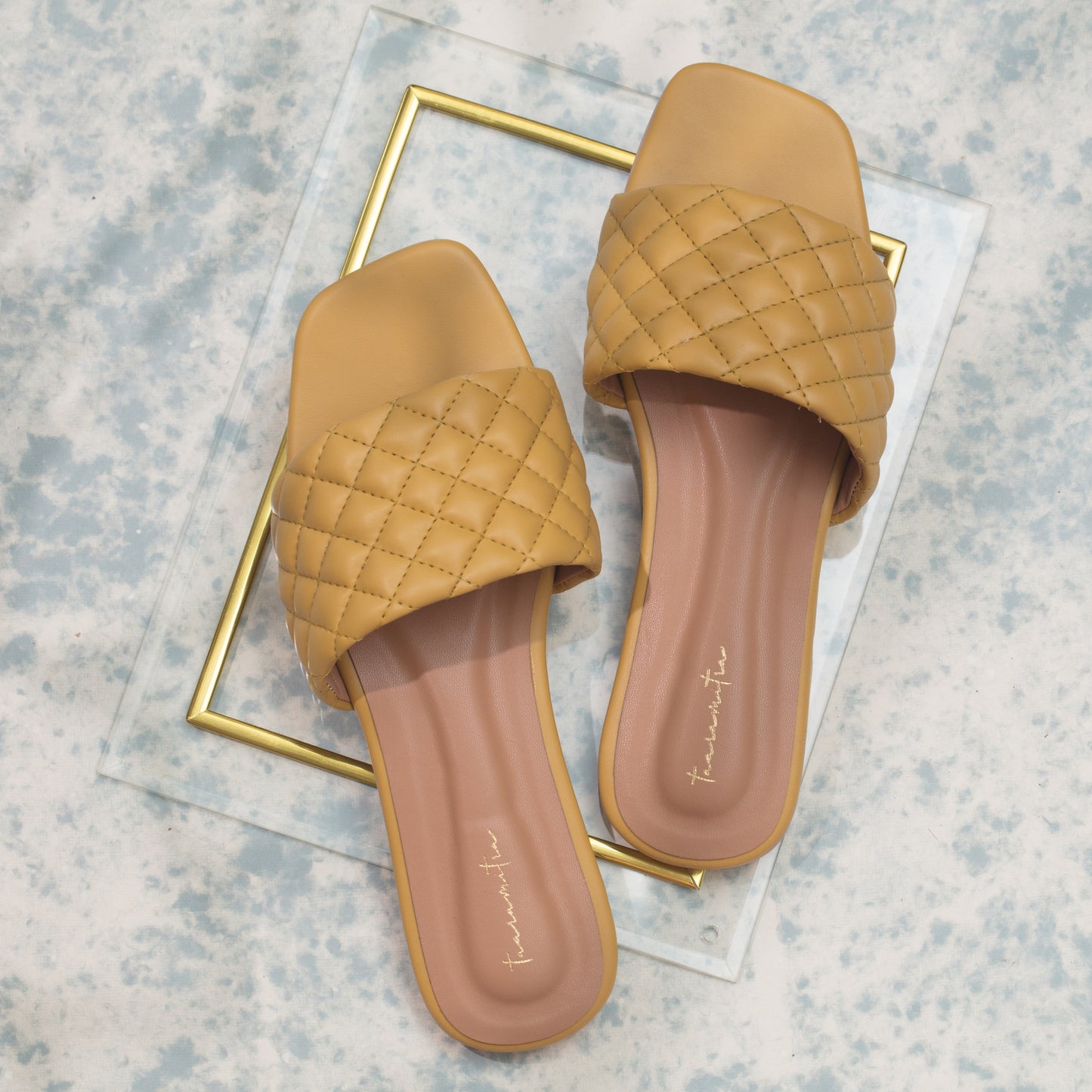 Quilted flats in Mustard