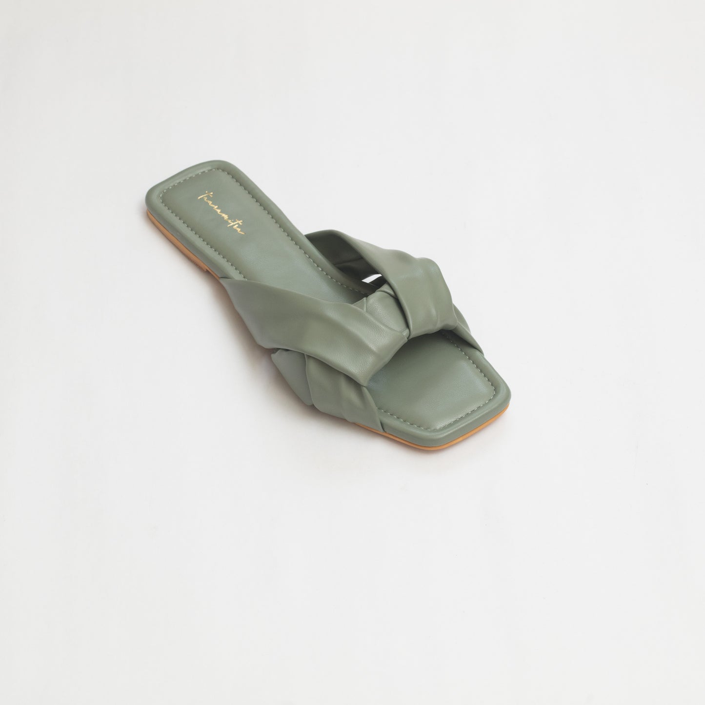 Knotted slider flats in Green