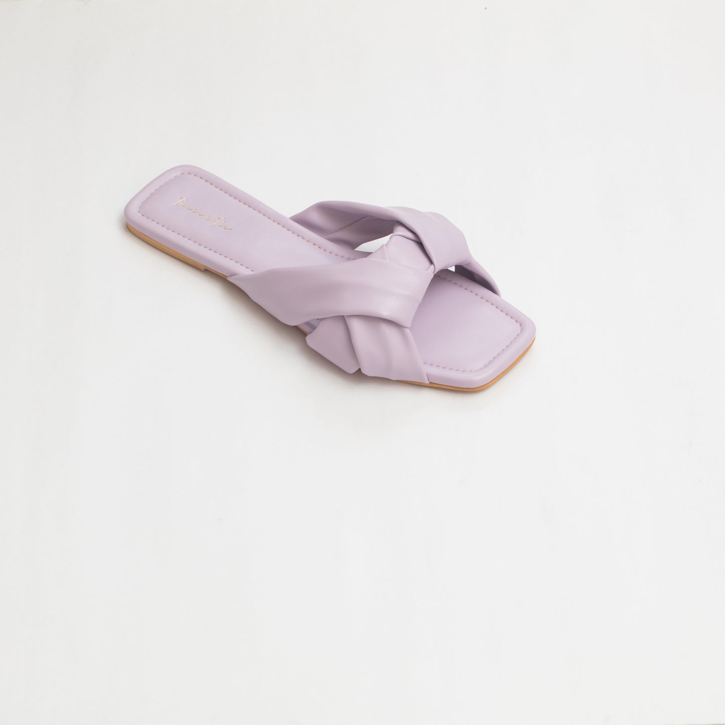 Knotted slider flats in Lilac