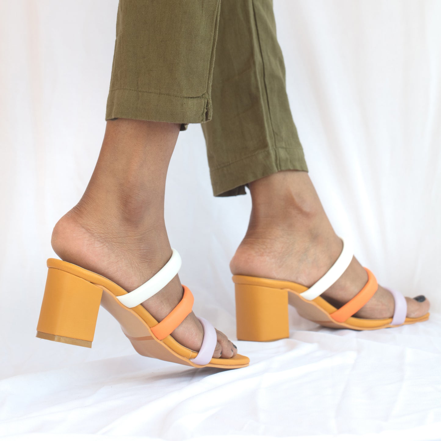 Becky three strap heels in Yellow