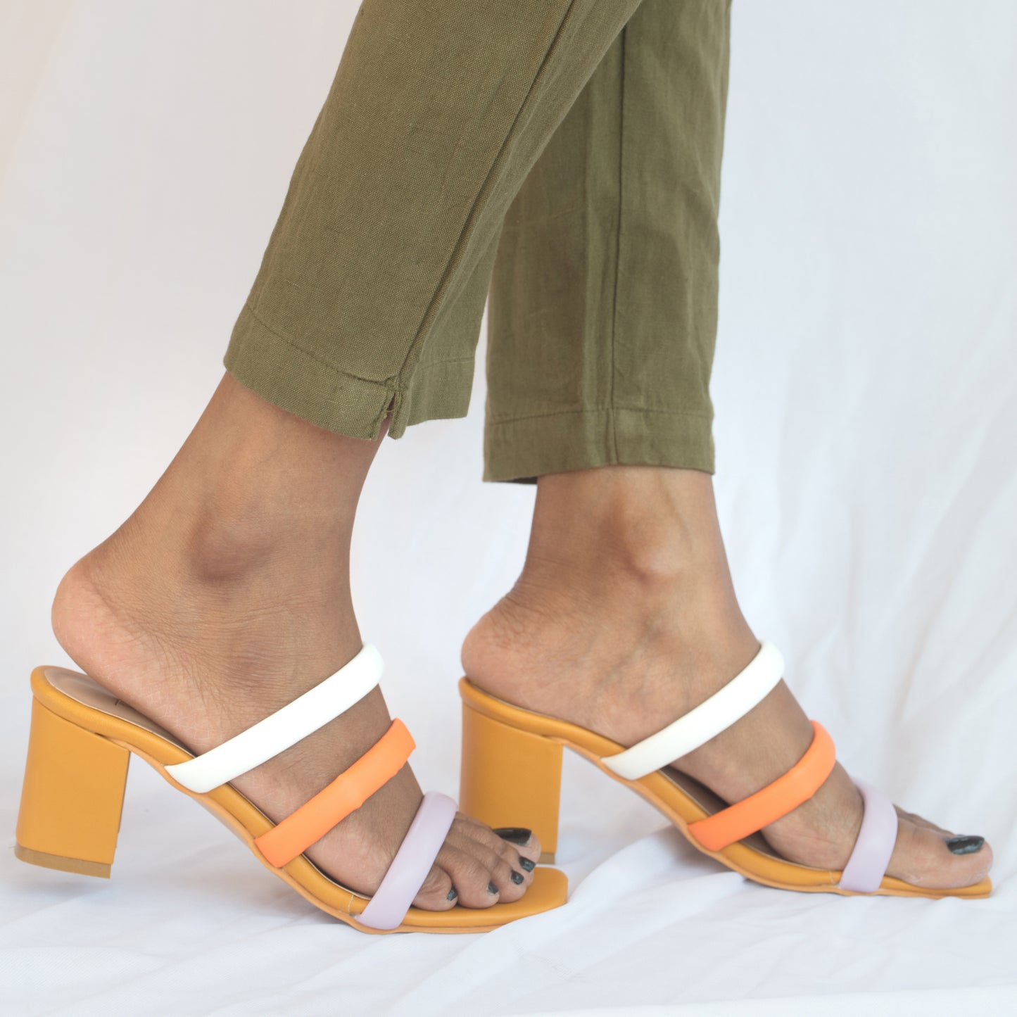 Becky three strap heels in Yellow