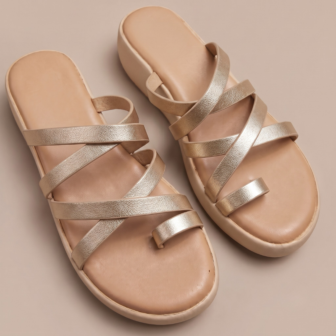 Yaamini toe ring criss cross wedges in rose gold