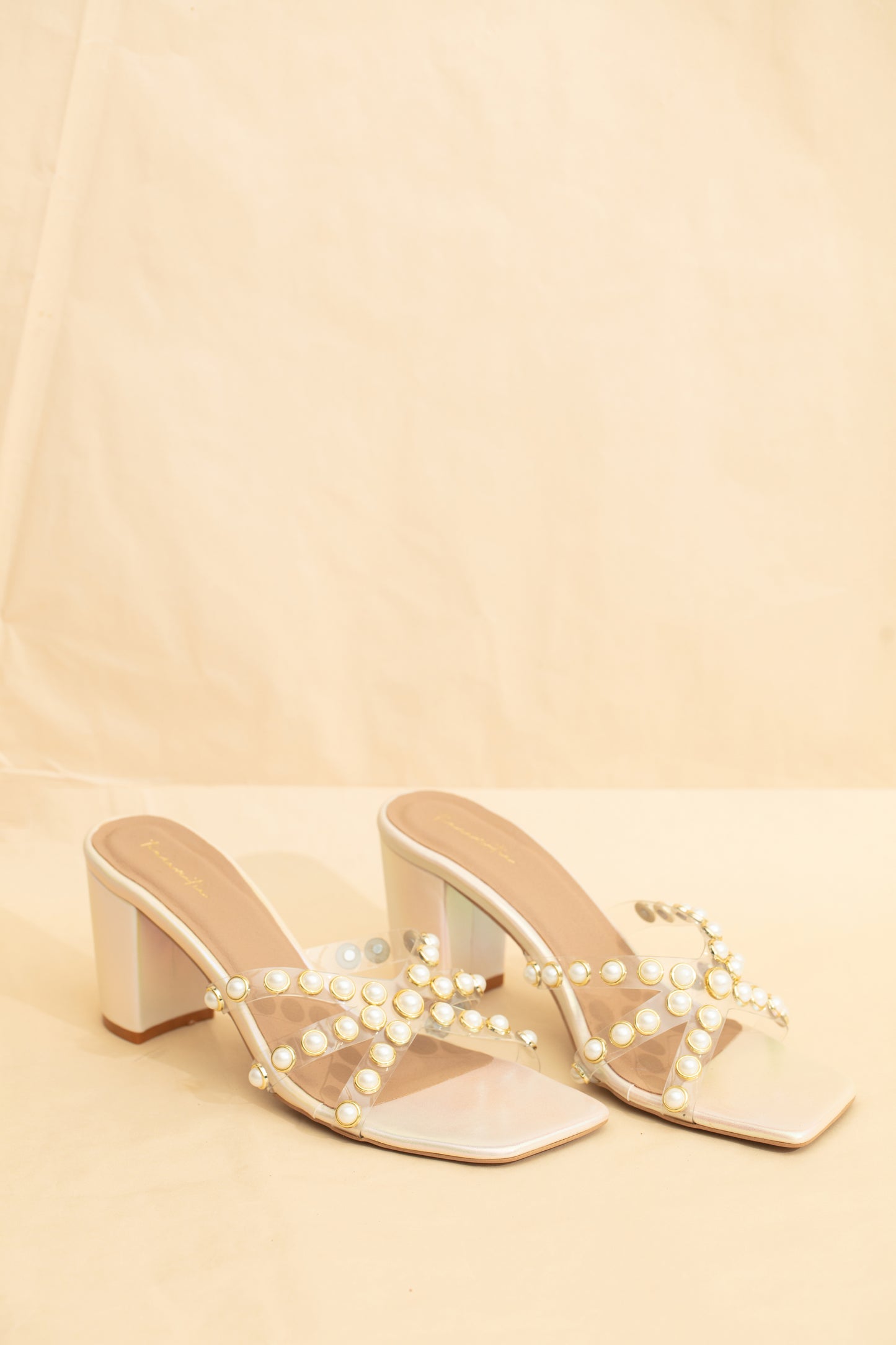 Riya pearl block heels