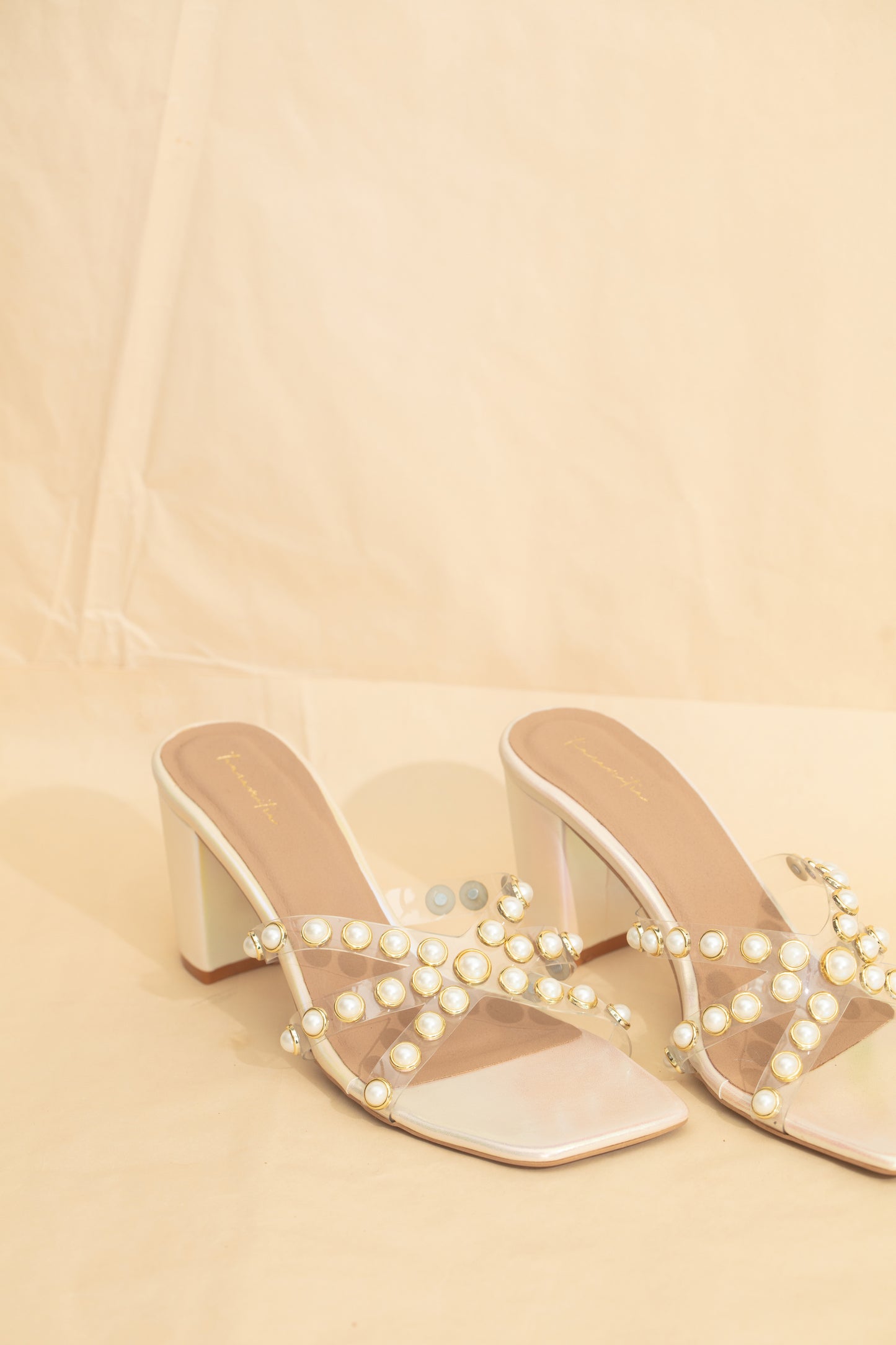 Riya pearl block heels