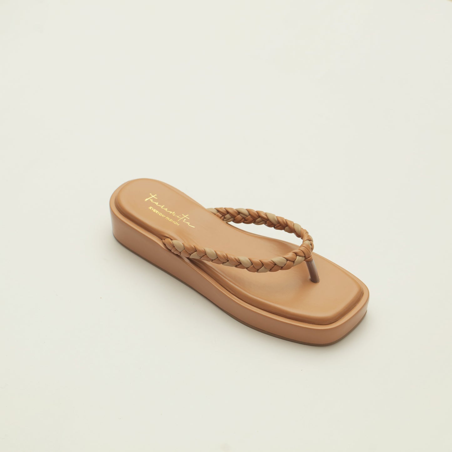 Verve braided beige flatforms