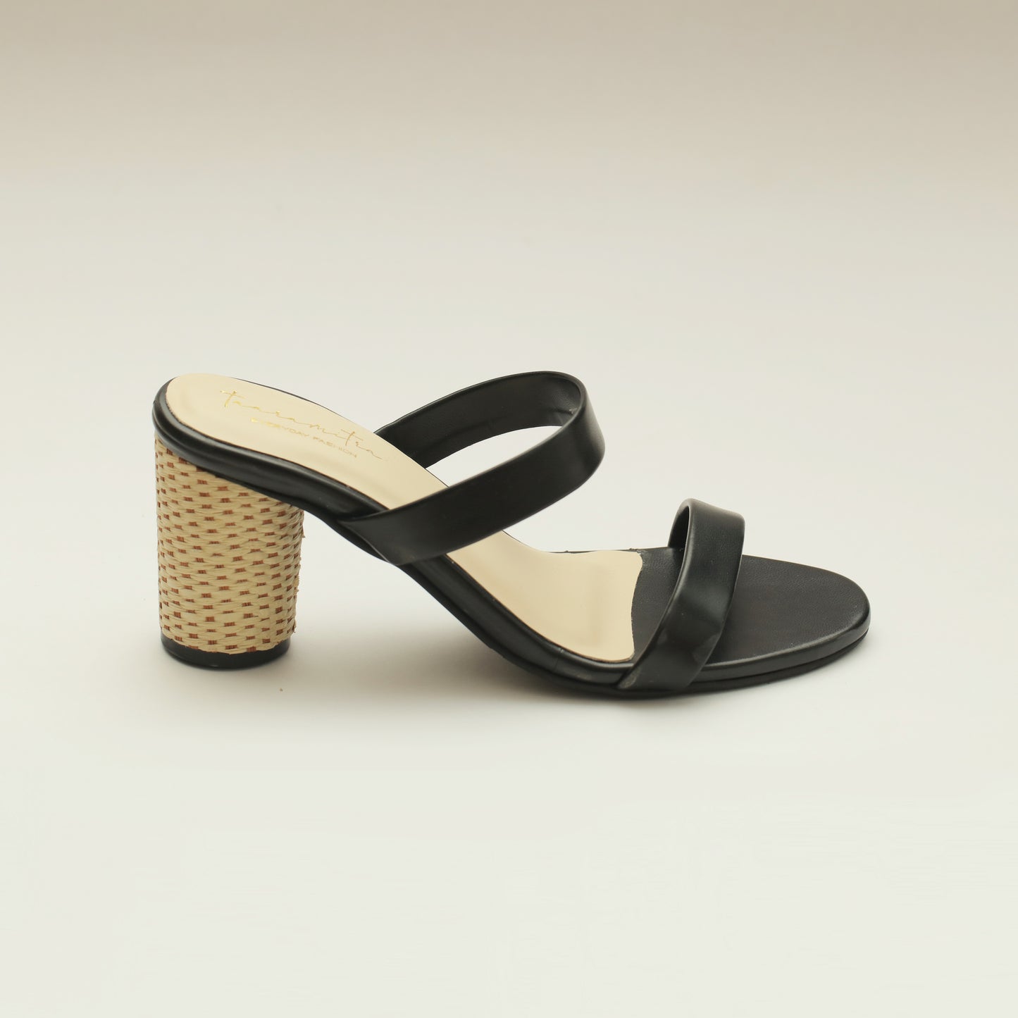 Liya rattan block heels in black