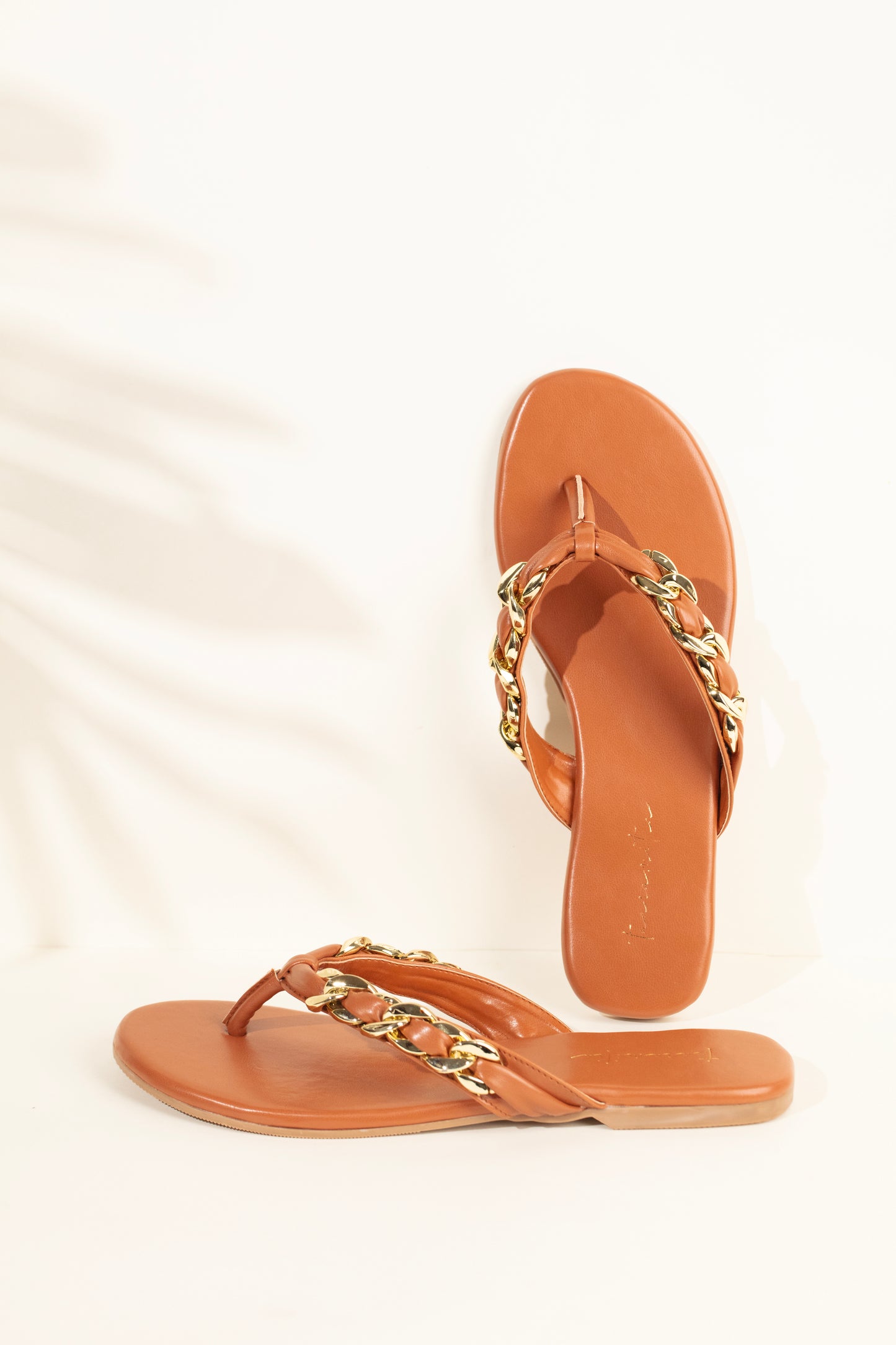 Reena V-strap flats in tan