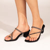 Zuri embellished block heels in black
