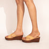 Amaira X-strap wedges in Beige