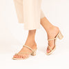 Zuri embellished block heels in gold