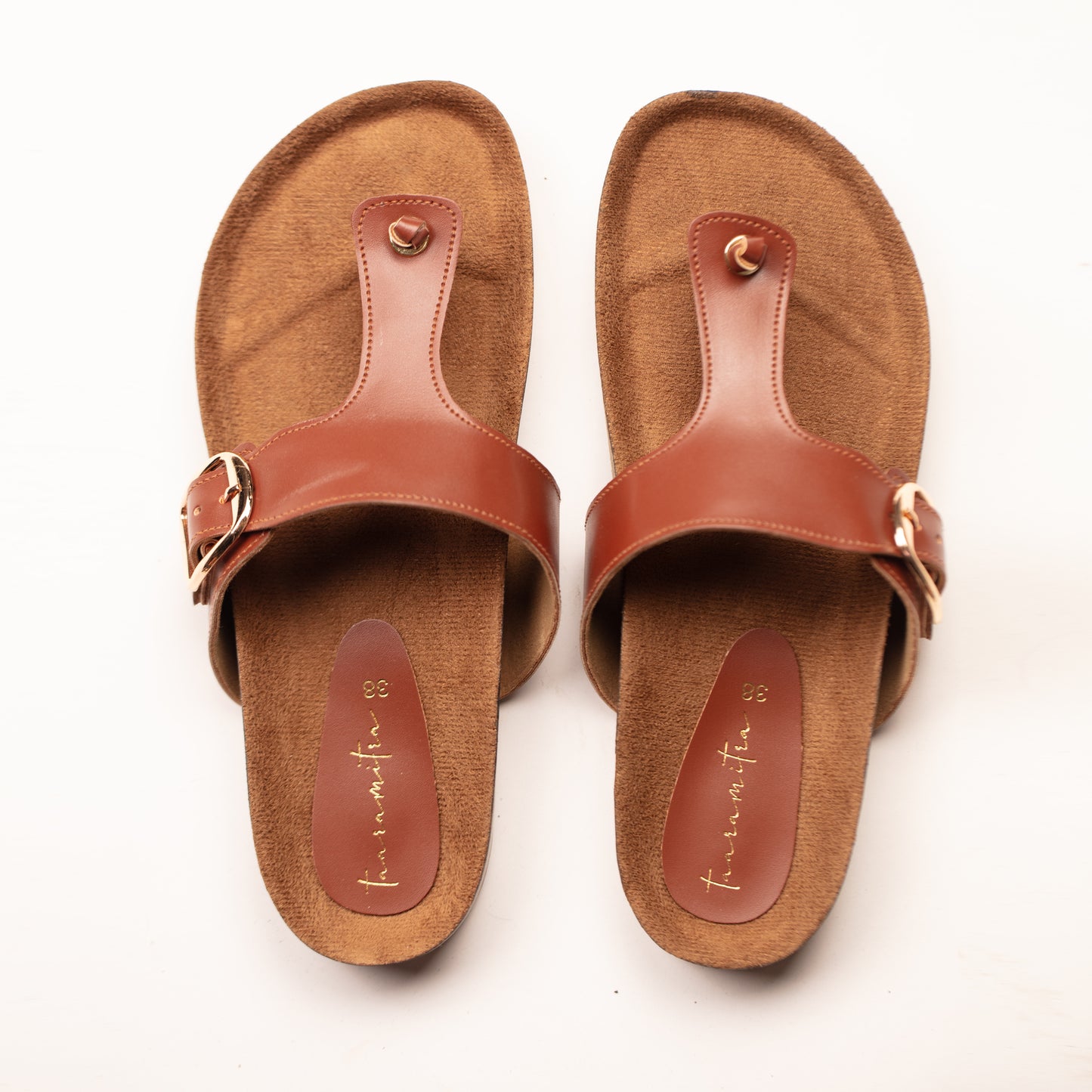 Advika T-strap flats in brown