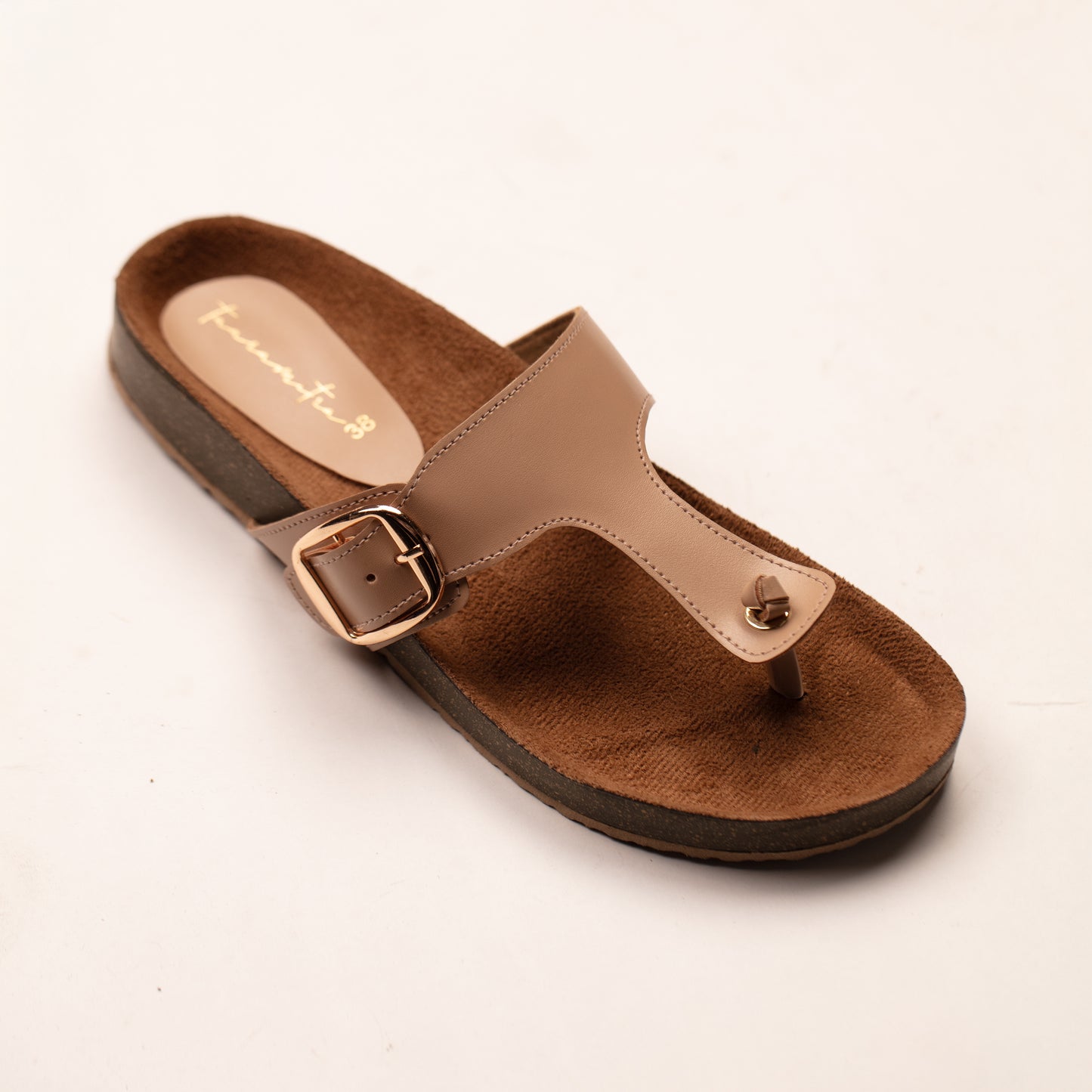 Advika T-strap flats in beige
