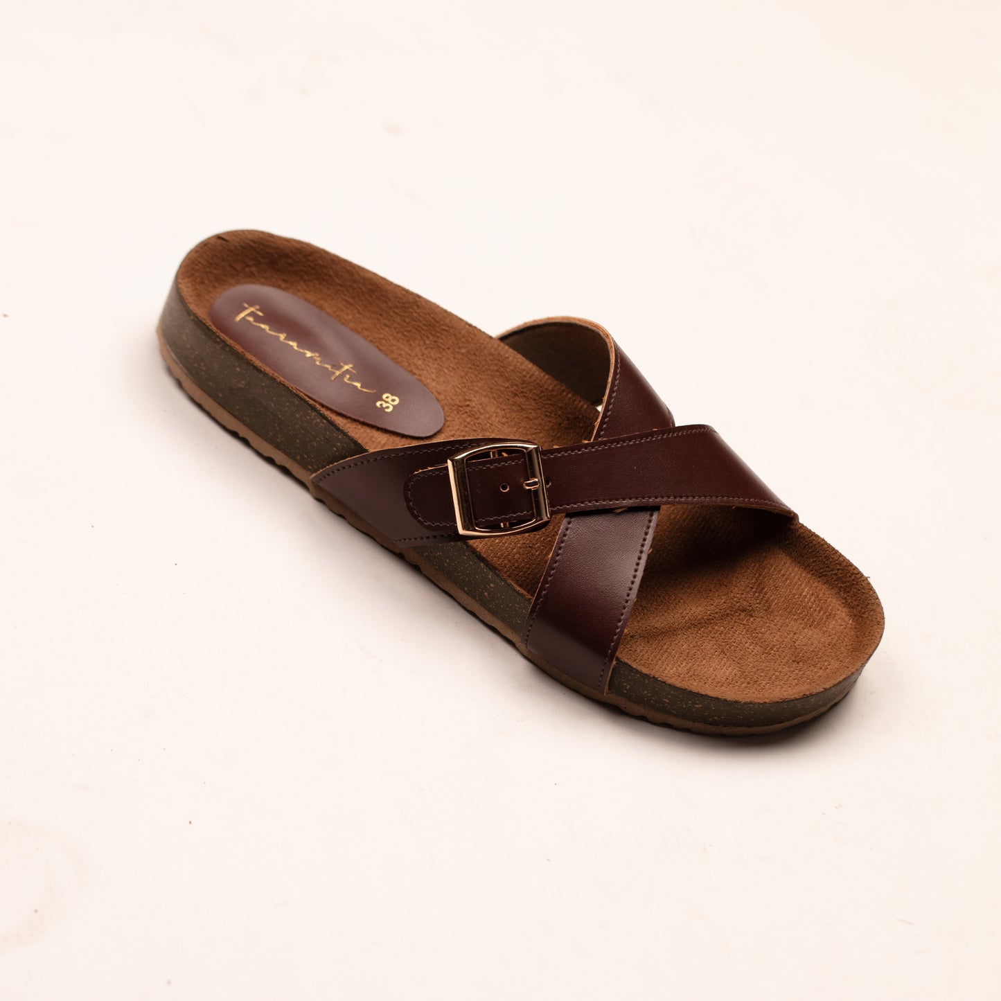 Inaya X-strap flats in brown