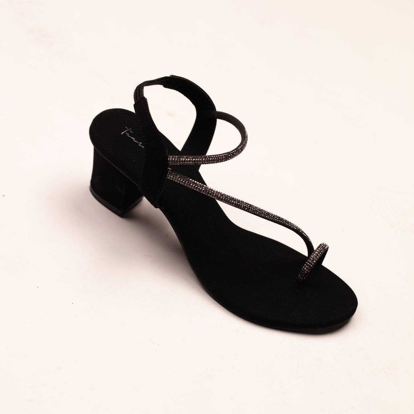 Zuri embellished block heel sandals in black