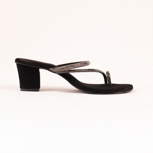 Zuri embellished block heels in black